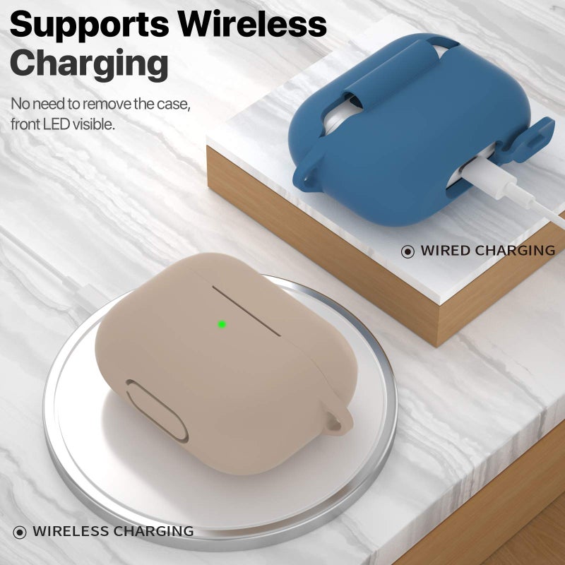 ATUAT for AirPods Pro 1st/2nd Generation Case Cover, Protective Silicone Skin Accessories with Keychain for Women Men for Apple AirPods Pro 2019/2022 Charging Case,Front LED Visible-Tan Brown - Image 3